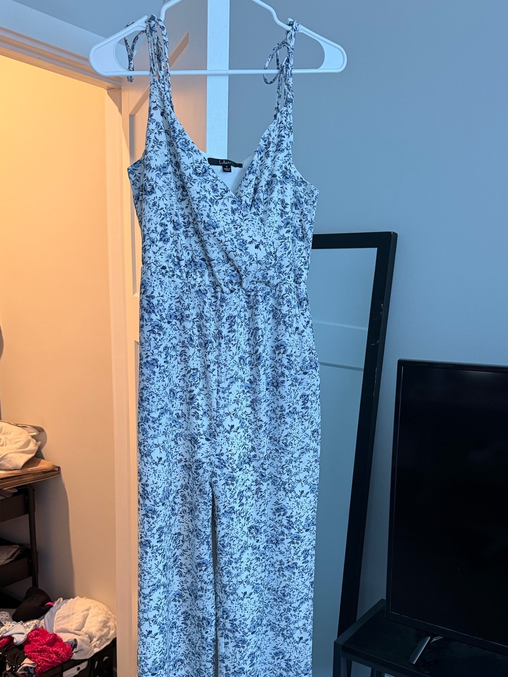 Lulus Blooming Bliss White Floral Print Tie-Strap Jumpsuit Floral Wide Leg